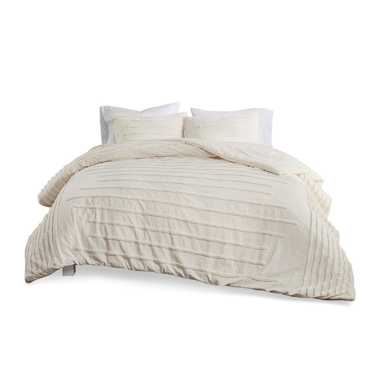 Gracie Mills Chenille Stripe Comforter Set 3 Piece Cotton Grace-13359 Gray